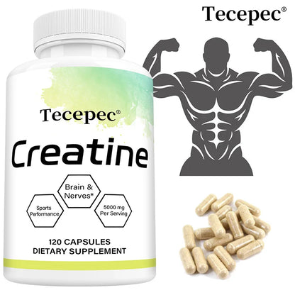 Creatine - Builds Muscle, Improves Athletic Performance, Enhances Physical Endurance and Improves Recovery - 120 Capsules
