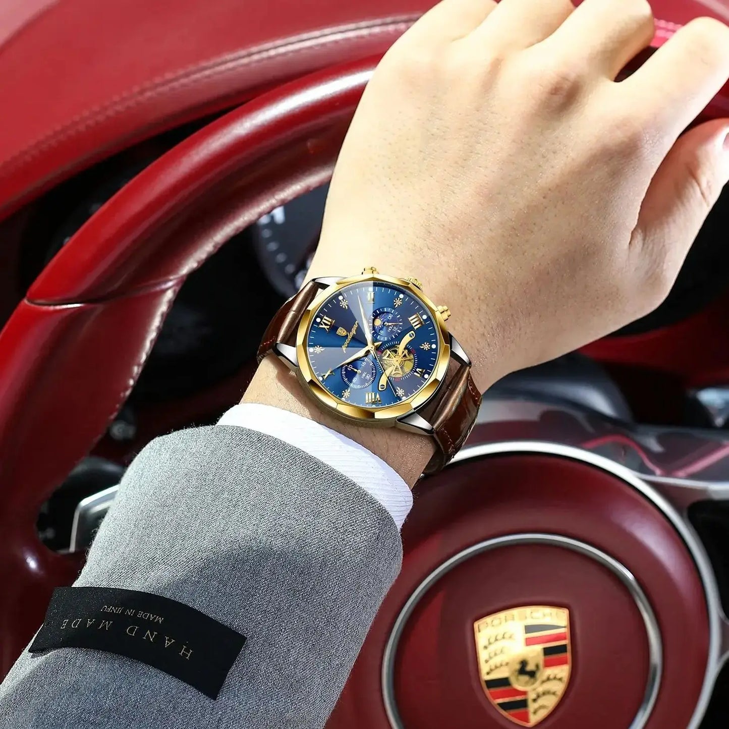 POEDAGAR Military Luxury Men Wristwatch Quartz Waterproof Luminous Chronograph Leather Man Watch Sports Men's Watches Male Reloj