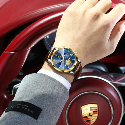 POEDAGAR Military Luxury Men Wristwatch Quartz Waterproof Luminous Chronograph Leather Man Watch Sports Men's Watches Male Reloj