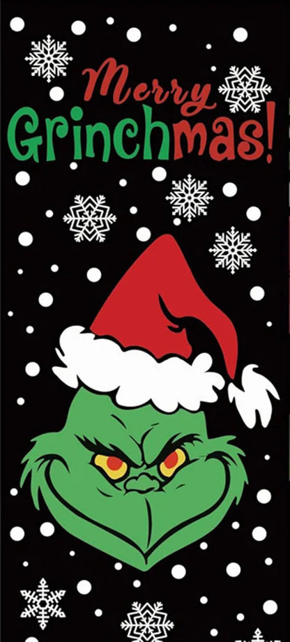 Christmas Green Haired Monster Door Cover Background Cloth Banner Christmas Party Scene Decoration Door Cover