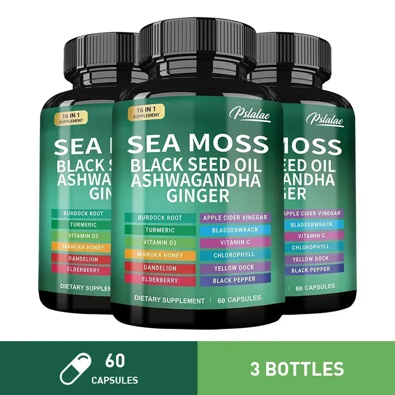 Sea Moss Supplement - Supports Thyroid Health, Anti-aging, Antioxidant, Improve Immunity, Detox, Beauty Health