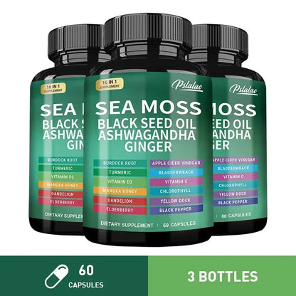 Sea Moss Supplement - Supports Thyroid Health, Anti-aging, Antioxidant, Improve Immunity, Detox, Beauty Health