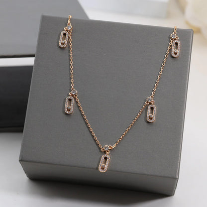 Classic Romantic Jewelry 925 Pure Silver Women's Necklaces With Five Pendants.Popular Holiday Gift, Banquet  Jewelry Accessories