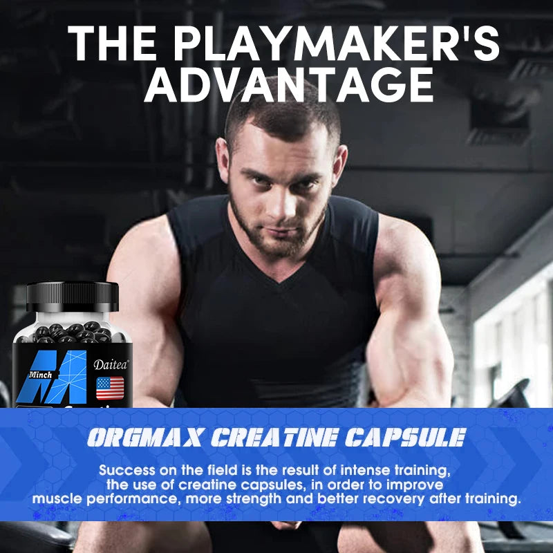 Creatine Monohydrate - Promotes Muscle Mass, Muscle Strength and Athletic Performance, 30/60/120 Capsules, Non-GMO, Gluten-Free