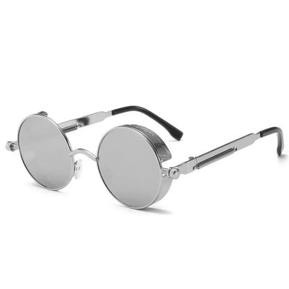 Classic Steampunk Sunglasses for Men and Women Retro Round Metal Frame Sunglasses