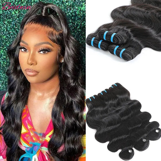 28 Inch Peruvian Body Wave Human Hair Bundles Natural Color Remy Human Hair Extensions Double Hair Weft 1 3 4 Human Hair Bundles