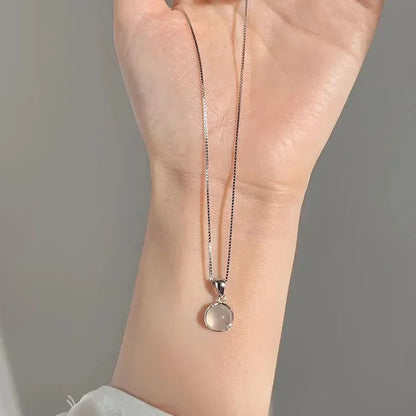 Collares Con Colgante Luxury White Round Pendant Necklaces Women Fashion Jewelry Choker Clavicle Chain Short Charm Necklace