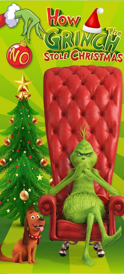 Christmas Green Haired Monster Door Cover Background Cloth Banner Christmas Party Scene Decoration Door Cover