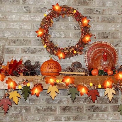 3M/2M Fall Decor Lighted Autumn Garland, Maple Leaves LED Fairy Lights Halloween String Lights Thanksgiving Decor for Home