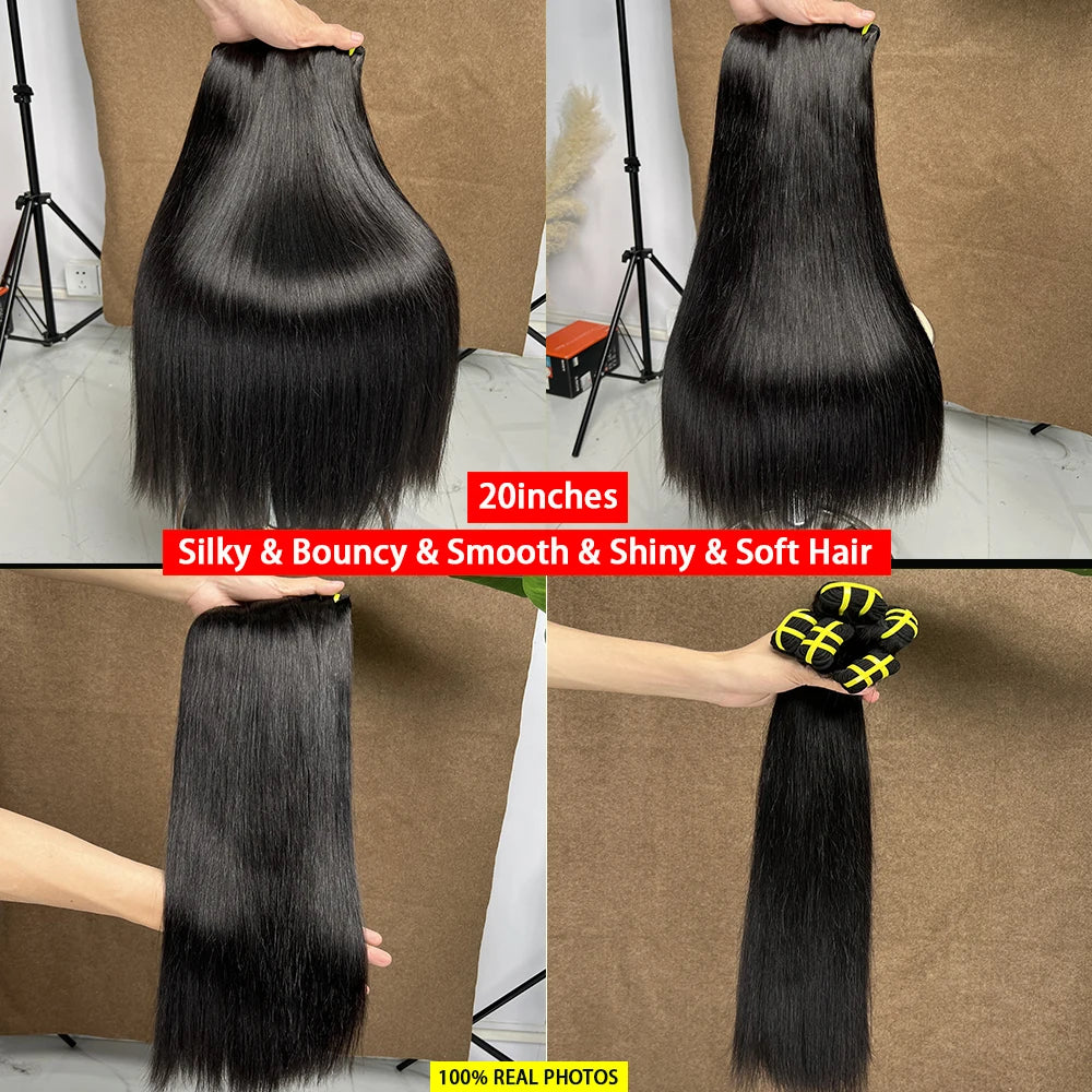 16A Vietnamese Raw Hair Bundles Bone Straight Bundles 100% Unprocessed Virgin Human Hair Extensions Double Weft 10-36Inch #1B