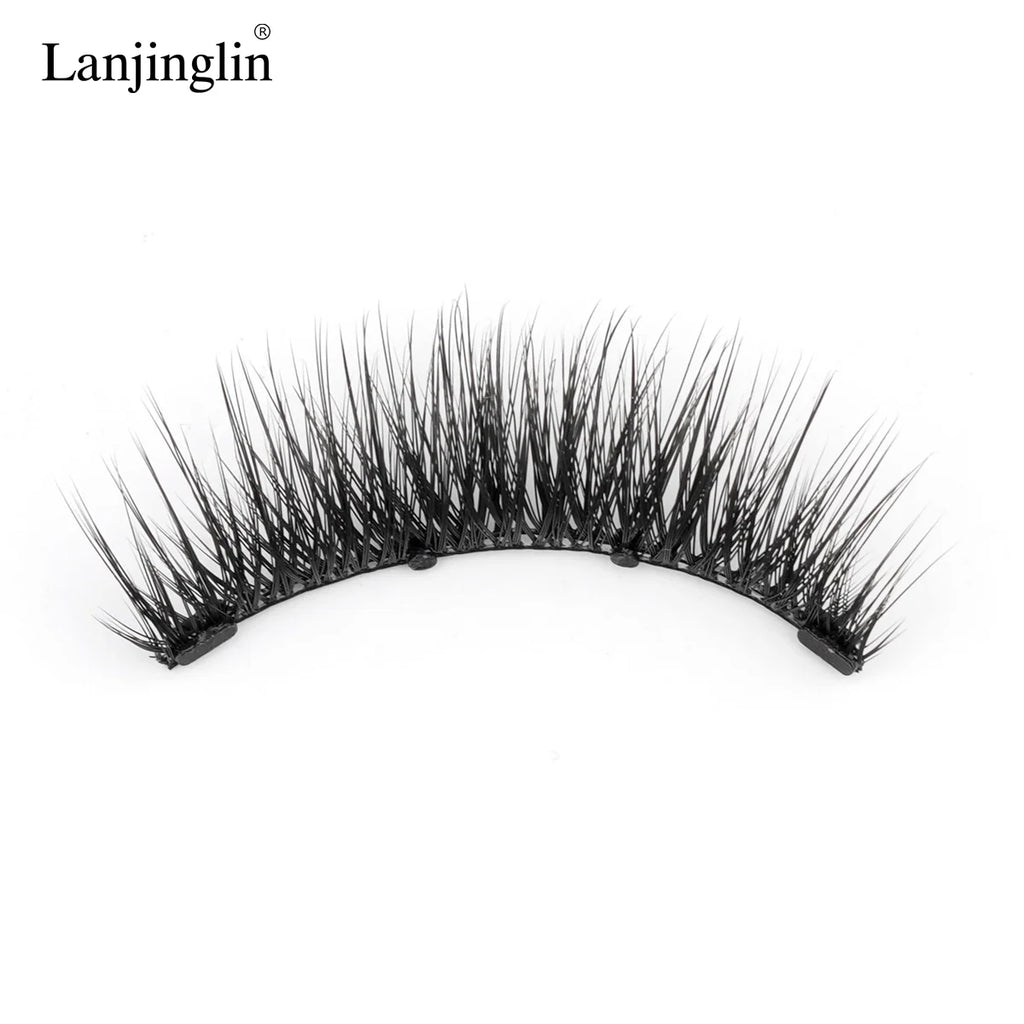 1 Pair Reusable Magnetic Lashes No Glue Needed 3D Magnetic with Clip Tweezers False Eyelash Magnetic Lash Kit Make up Eyelashes