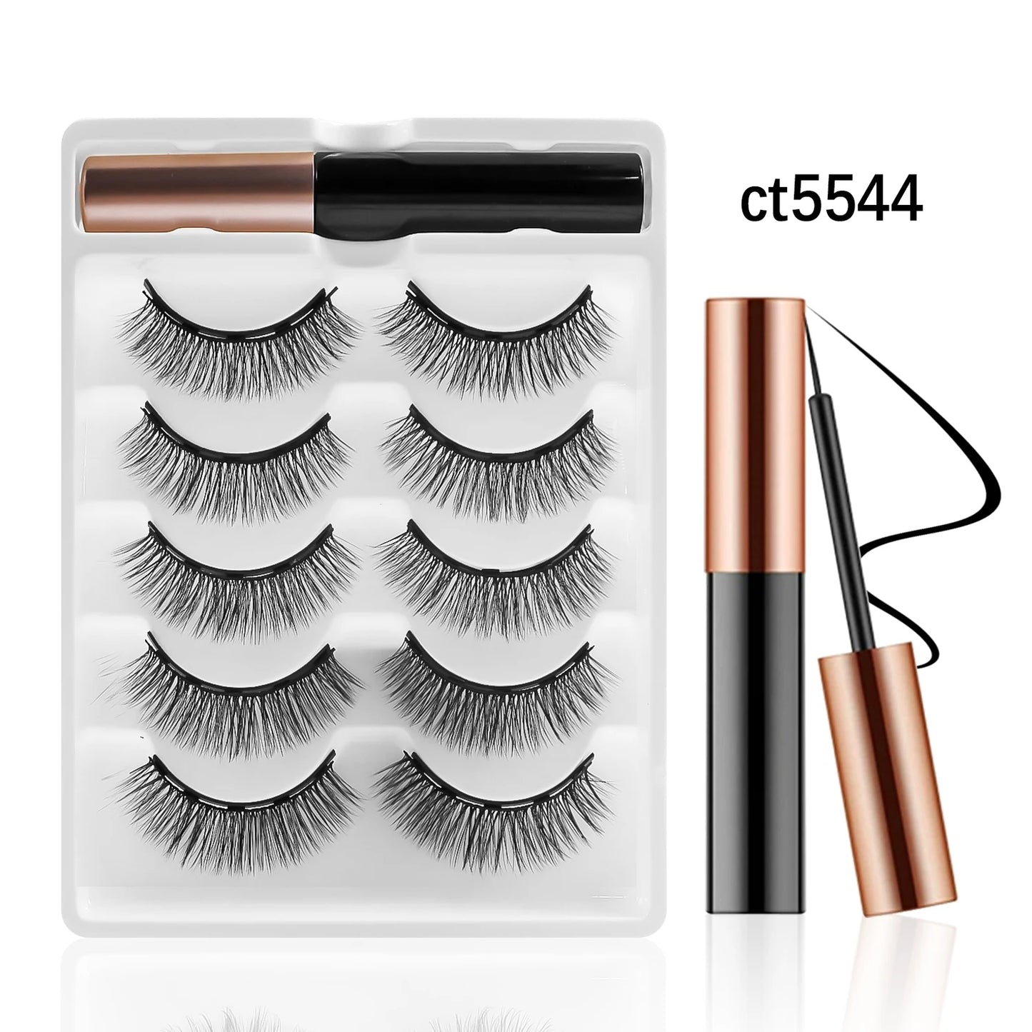 REDSIREN Natural Magnetic Lashes Makeup 1/5Pairs Reusable Magnetic False Eyelashes and Eyeliner Kit