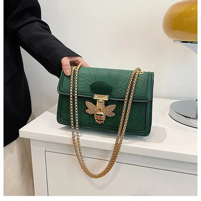 2025 Spring-Summer New Women's Bag - Fashion Designer Foreign Style, Chain Shoulder, Retro Messenger Small Square Bag