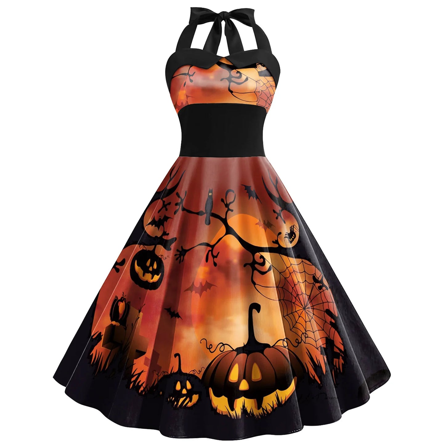 [You're My Secret] Vintage Dress Women 2023 Summer Sexy Print Halloween Party Dresses Vestidos Robe Pin Up Y2K Rockabilly Dress
