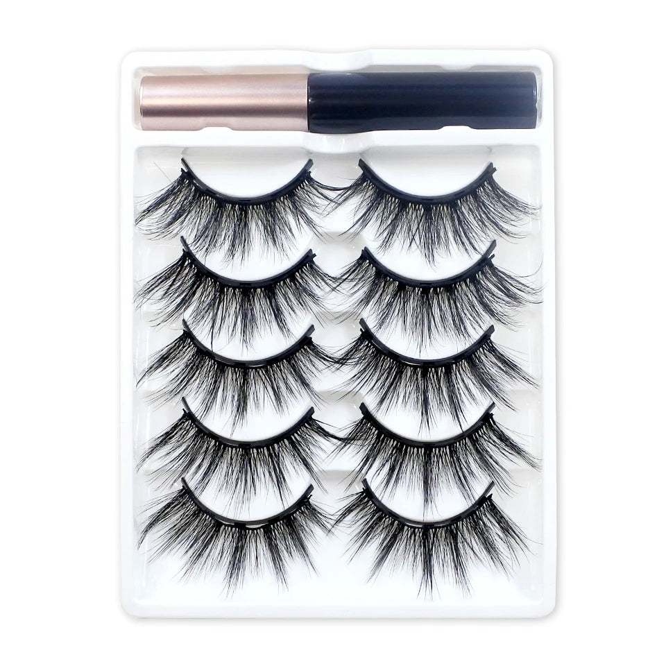 REDSIREN Natural Magnetic Lashes Makeup 1/5Pairs Reusable Magnetic False Eyelashes and Eyeliner Kit