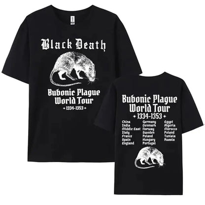 T Shirt Men Mens Clothing T Shirt Homme Mens T Shirt  New in Top & Tees Tee Shirt Bubonic Plague World Tour Funny Meme Gothic