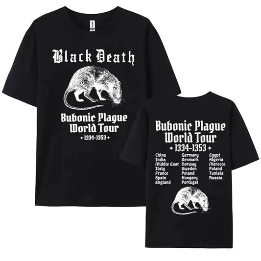 T Shirt Men Mens Clothing T Shirt Homme Mens T Shirt  New in Top & Tees Tee Shirt Bubonic Plague World Tour Funny Meme Gothic