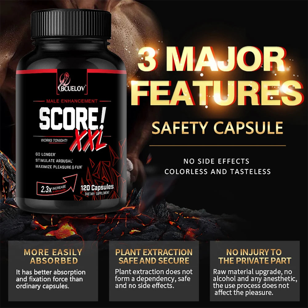 Score XXL Black Maca Supplement - with L Citrulline,Support Men Health for Energy, Endurance,Muscle Mass,Maca Root Capsule
