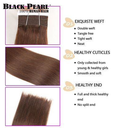 Cheap Chocolate Brown Bone Straight Human Hair Bundles "8-22" Remy 100% Virgin Human Hair #4 Brazilian Hair Weave 1 3 Bundles