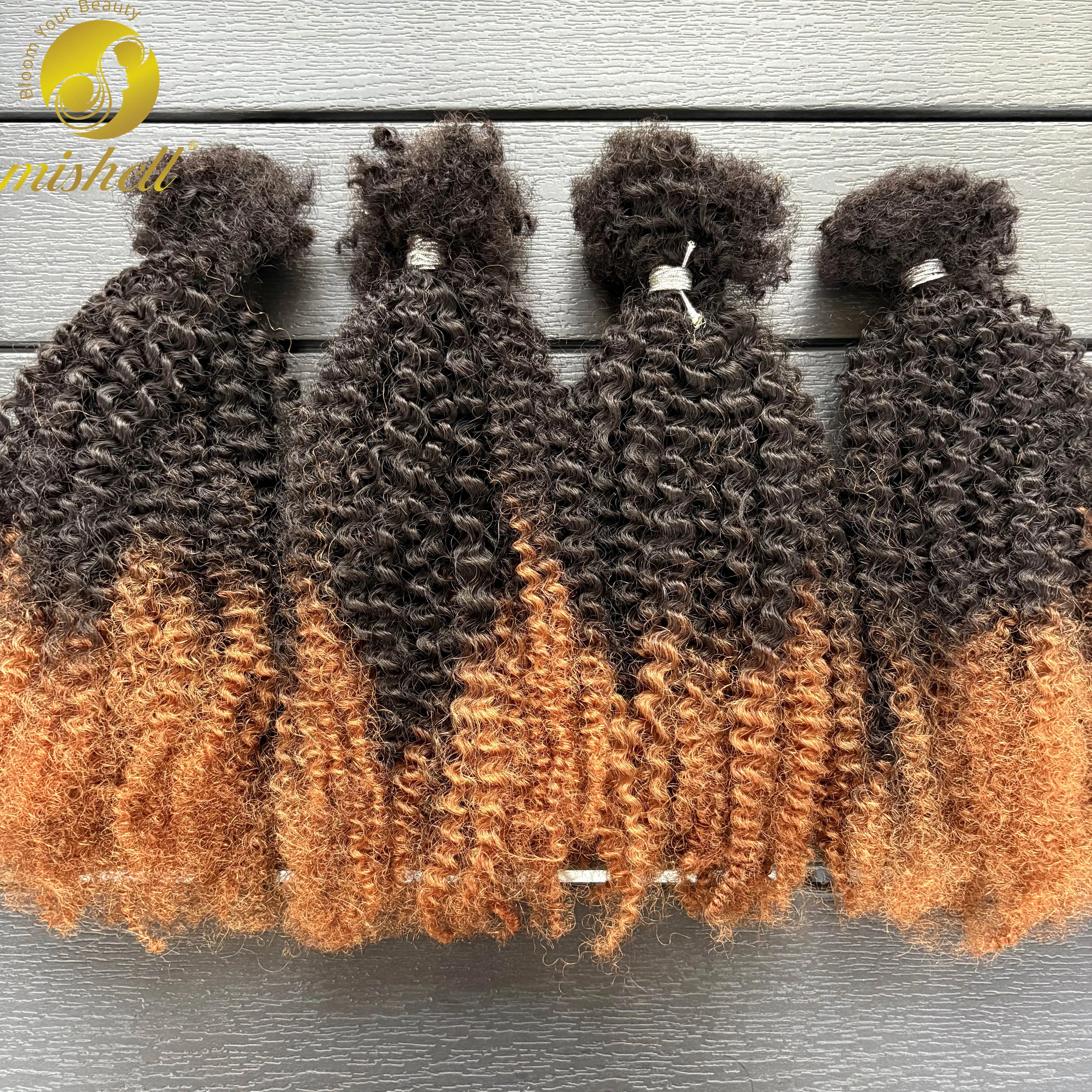 16inch Brazilian Remy Hair Afro Kinky Curly Bulk Human Hair For Braiding  30g/Bundle Natural Color Braids Hair No Weft for Women