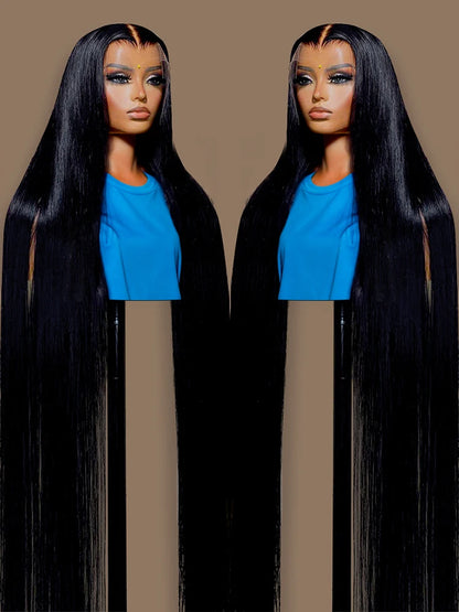 30 40 Inch Bone Straight Human Hair Lace Frontal Wigs Brazilian 13x4 13x6 Lace Front Human Hair Wigs For Women Pre Plucked 200%