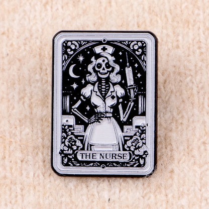 Punk Nurse Skull Enamel Pin Medical Brooches Lapel Badges Briefcase Backpacks Accessories Decoration Jewelry Halloween Gifts