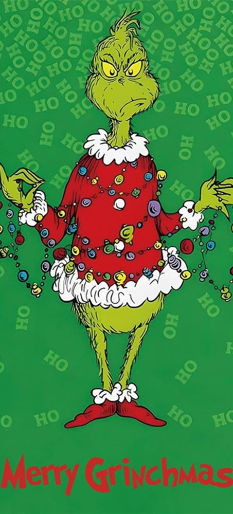 Christmas Green Haired Monster Door Cover Background Cloth Banner Christmas Party Scene Decoration Door Cover