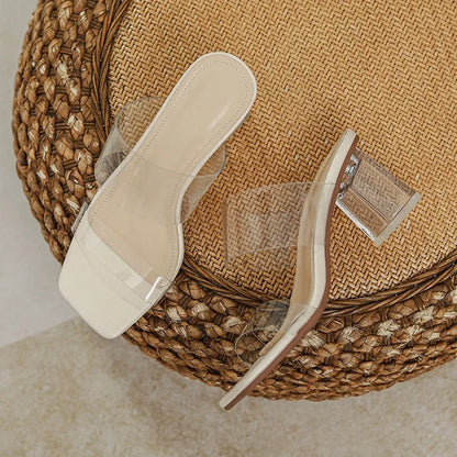 Shoes Transparent Slippers Thin Heels Slipers Women Luxury Slides Heeled Mules Jelly Flip Flops Med 2024 Designer High Glitter