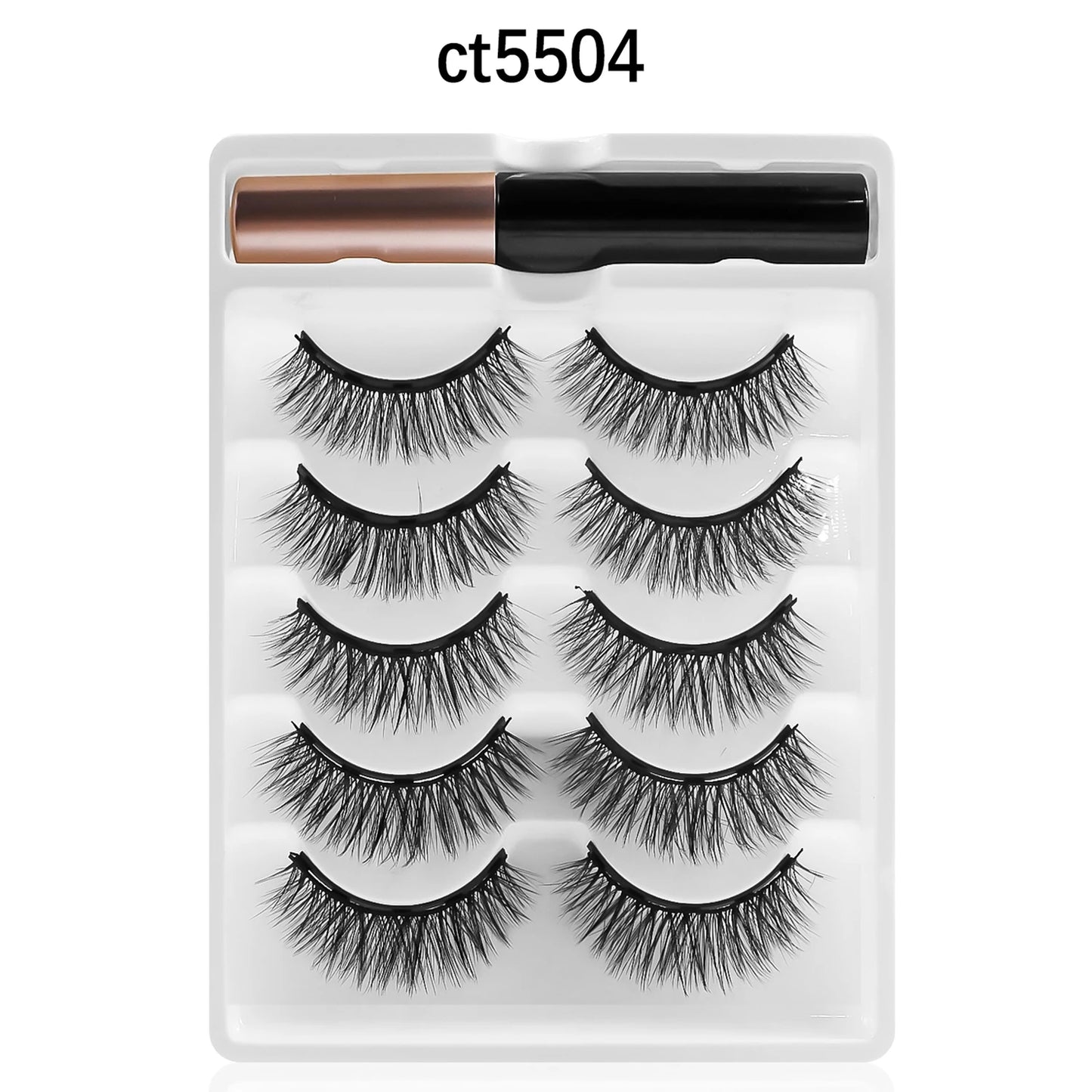 REDSIREN Natural Magnetic Lashes Makeup 1/5Pairs Reusable Magnetic False Eyelashes and Eyeliner Kit