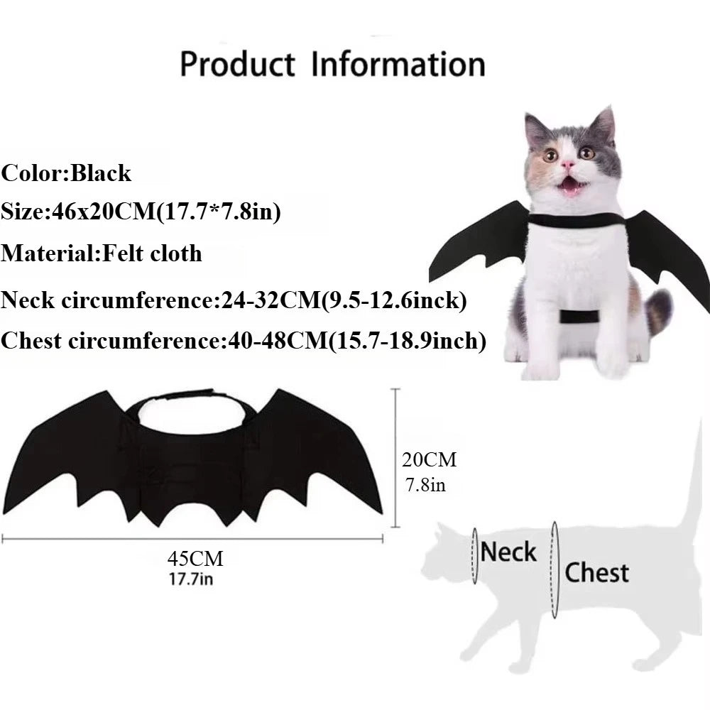1 Pack Cat Costume Halloween Costume Bat Wings Pet Costume Halloween Party Dress Up Accessories for Cats, Small Dogs, Puppies