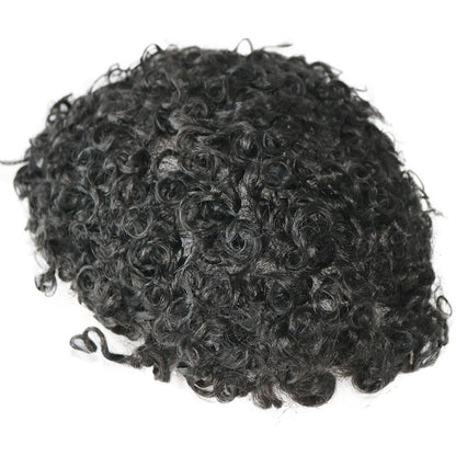 Undetectable European Human Hair 18mm Curly Men Toupee Durable Fine Mono 20mm 28mm Curly Prosthesis Capillary Natural Frontline