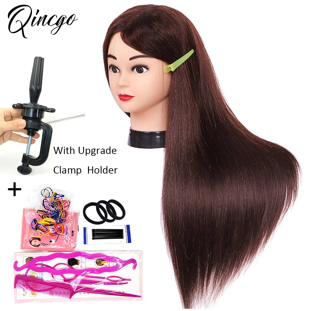 85% Real Human Hair Mannequin Heads For Curling Straighten Training Professional Solon Hairdresser Dummy Doll Heads For Hairstyl