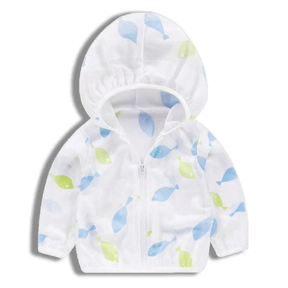 Children's Sunscreen Clothing Jacket Summer New Boys Little Girls Thin Coat Kids Outdoor Breathable Clothes KF1016