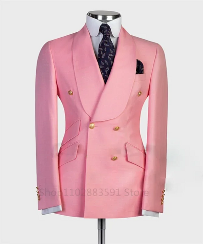 Suit For Mens Groom's Wedding 1 Pieces Slim Fit Blazer Wide Shawl Lapel Luxury Men Suit Custom Made Tuxedo Gold Button
