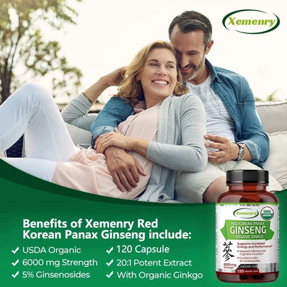 Pure Red Ginseng Extract - Energy Booster Natural Endurance Supplement for Performance, Focus, Vitality and Immune Support
