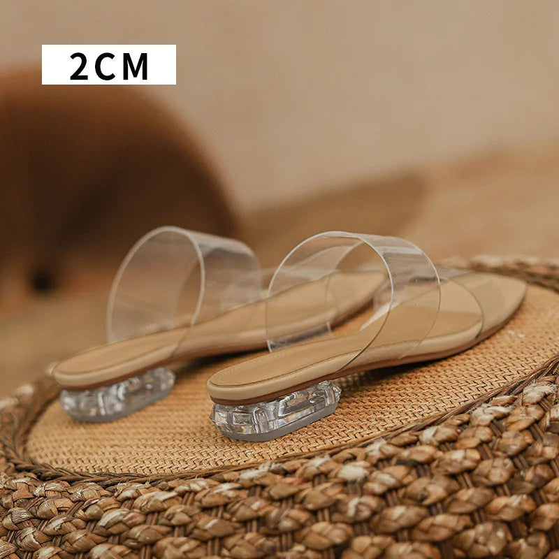 Shoes Transparent Slippers Thin Heels Slipers Women Luxury Slides Heeled Mules Jelly Flip Flops Med 2024 Designer High Glitter