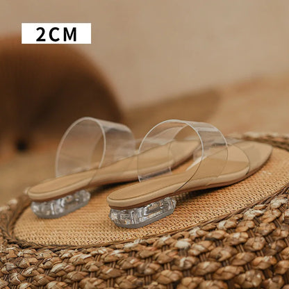 Shoes Transparent Slippers Thin Heels Slipers Women Luxury Slides Heeled Mules Jelly Flip Flops Med 2024 Designer High Glitter