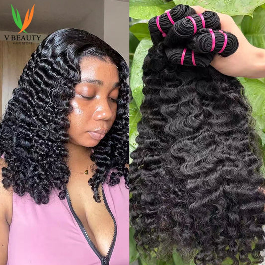 Vbeauty Burmese Curly Brazilian Human Hair Bundles 100% Human Hair Weaving Virgin Human Hair Natural Hair Extensions for Women