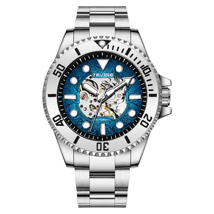 TEVISE New Automatic Mechanical Watch for Men Waterproof Stainless Steel Skeleton Luminous Watch Fashion Casual Wristwatch