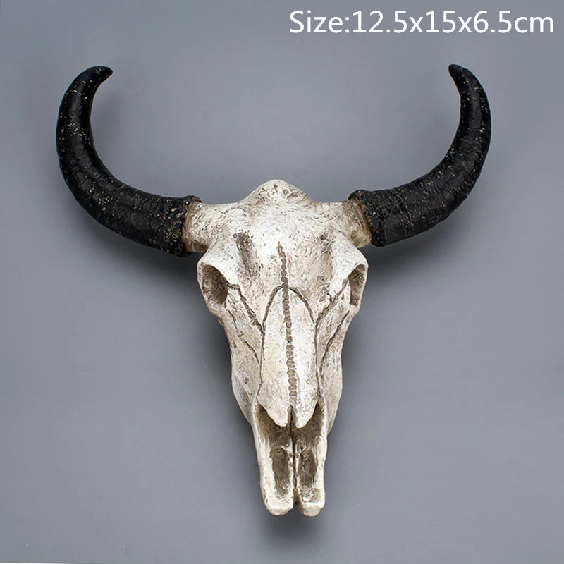 Simulation Animal Bull Cow 3D Skull Head Resin Wall Hanging Room Wall Home Decoration Skeleton Halloween Props for Home Decor
