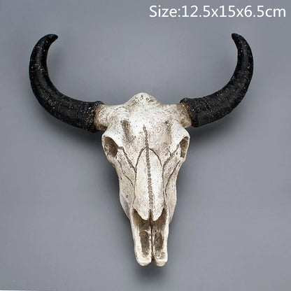 Simulation Animal Bull Cow 3D Skull Head Resin Wall Hanging Room Wall Home Decoration Skeleton Halloween Props for Home Decor