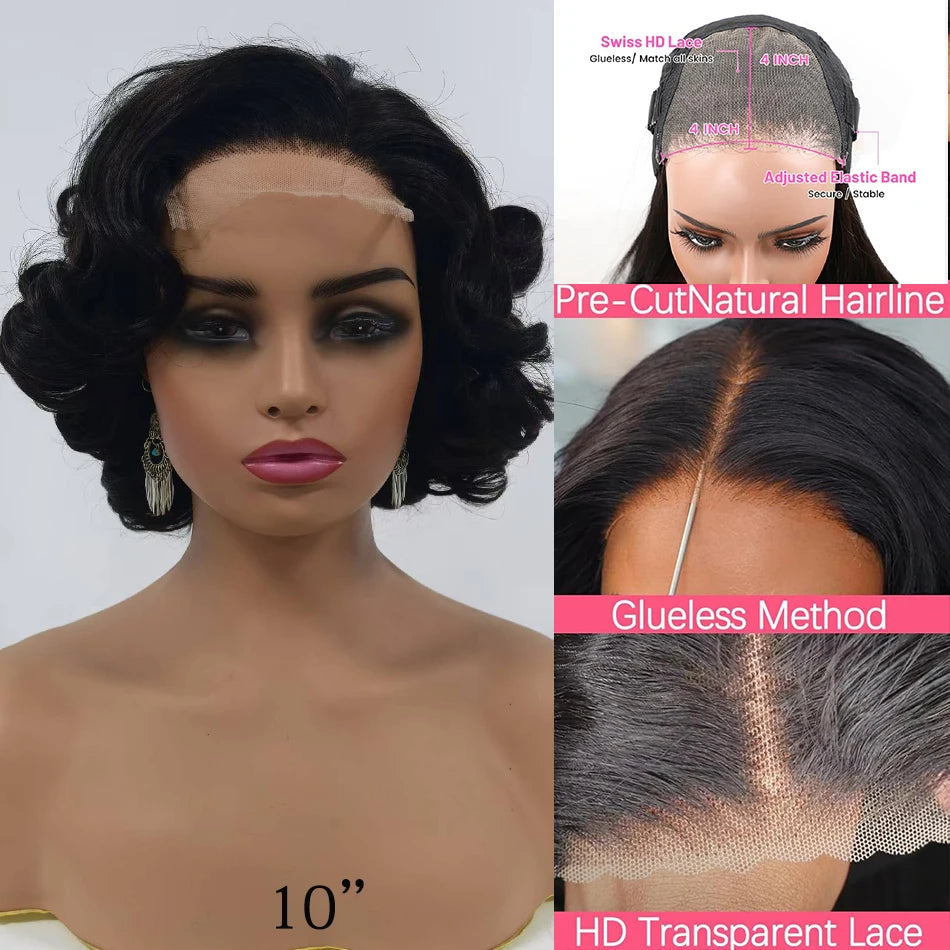 100% Raw Vietname Hair Bouncy Curly Wigs 5x5 HD Lace Closure Wear And Go Glueless Short Human Hair Lace Closure wig 250% Density