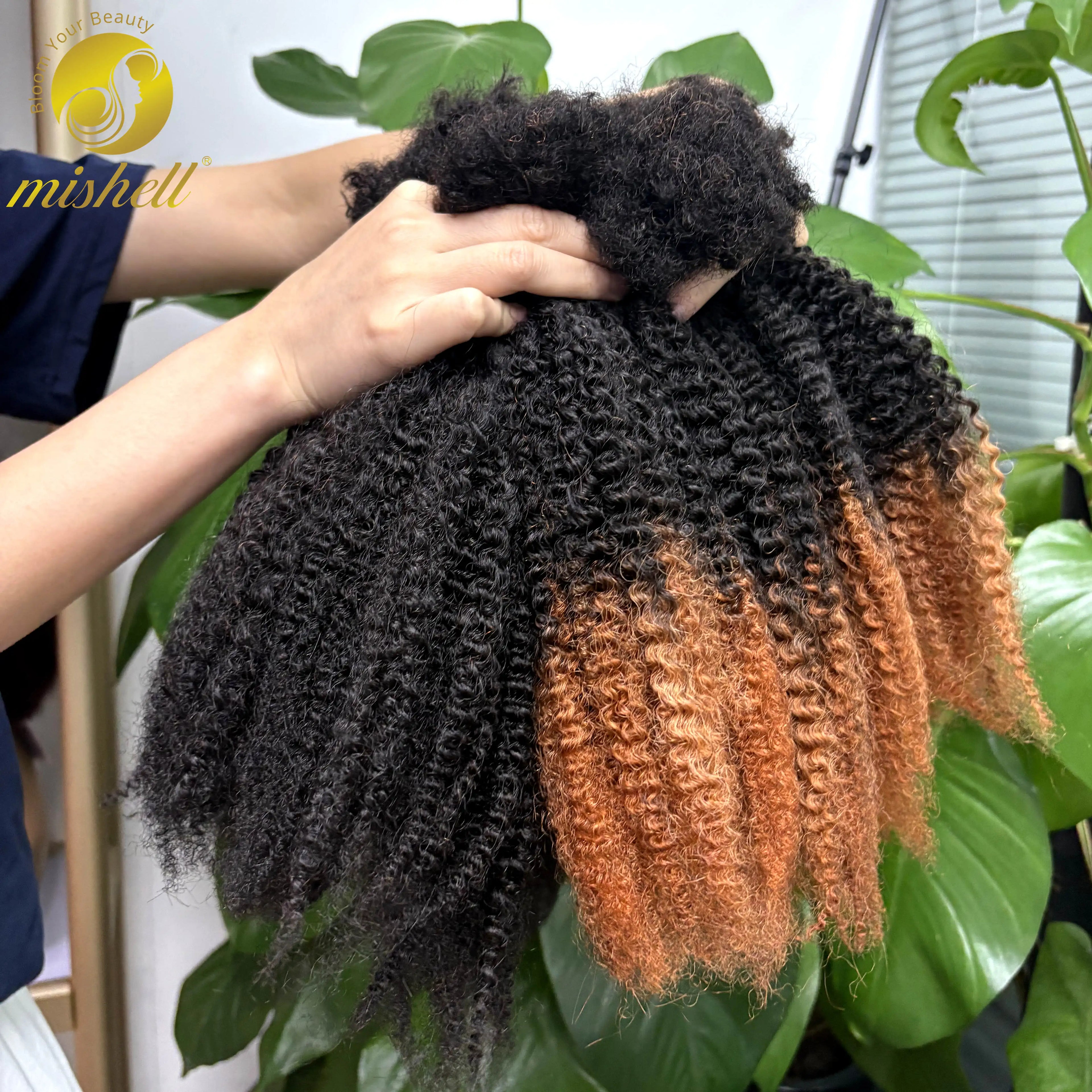 16inch Brazilian Remy Hair Afro Kinky Curly Bulk Human Hair For Braiding  30g/Bundle Natural Color Braids Hair No Weft for Women