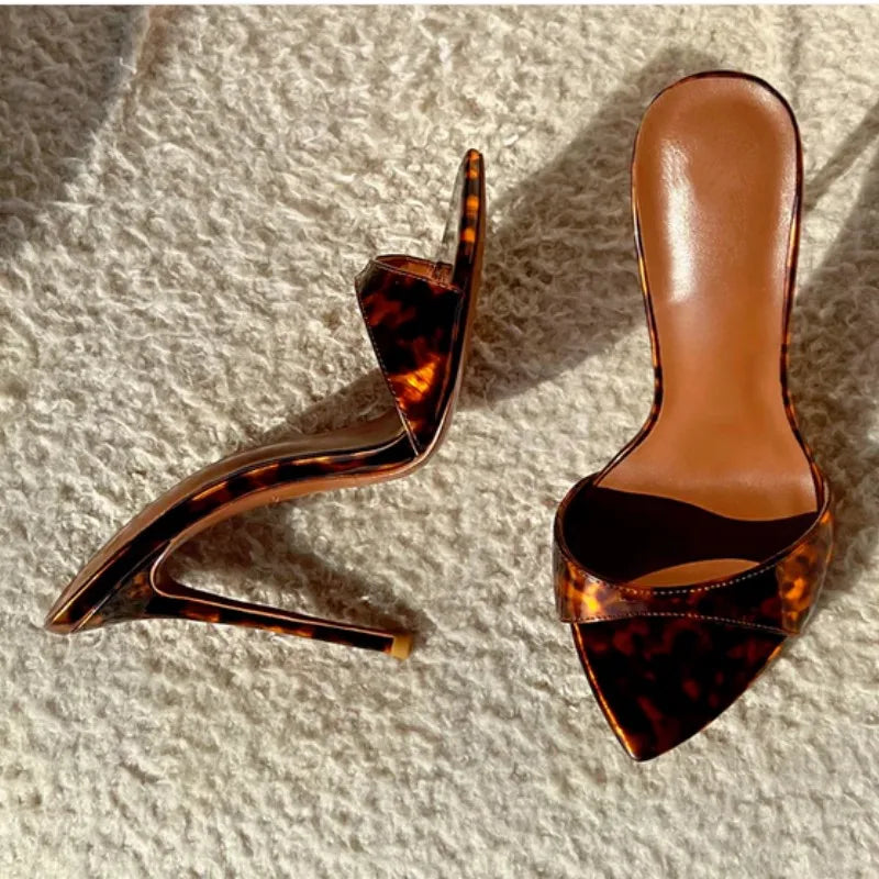 Pvc Transparent Shoes For Women's Sandals 2025 Summer Sexy Slippers Pointe Toe Thin Heels Stiletto Sandals Big Size Women Shoes