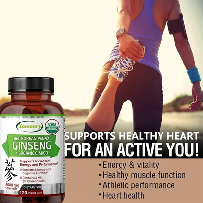 Pure Red Ginseng Extract - Energy Booster Natural Endurance Supplement for Performance, Focus, Vitality and Immune Support