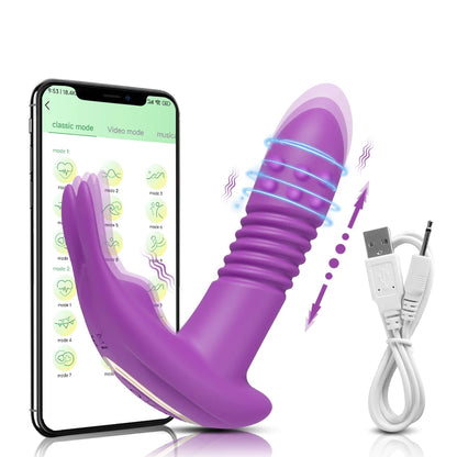 APP Thrusting Vibrator for Women Clitoris Stimulator Rotating Telescopic Wearable Dildo G Spot Massage Adult Sex Toy for Women