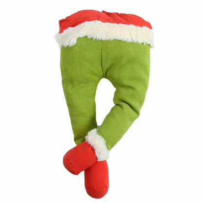 Christmas Elf Leg Plush Toy Xmas Tree Decoration Props Santa Claus Green Artificial Leg Children's Toy Christmas Home Decor