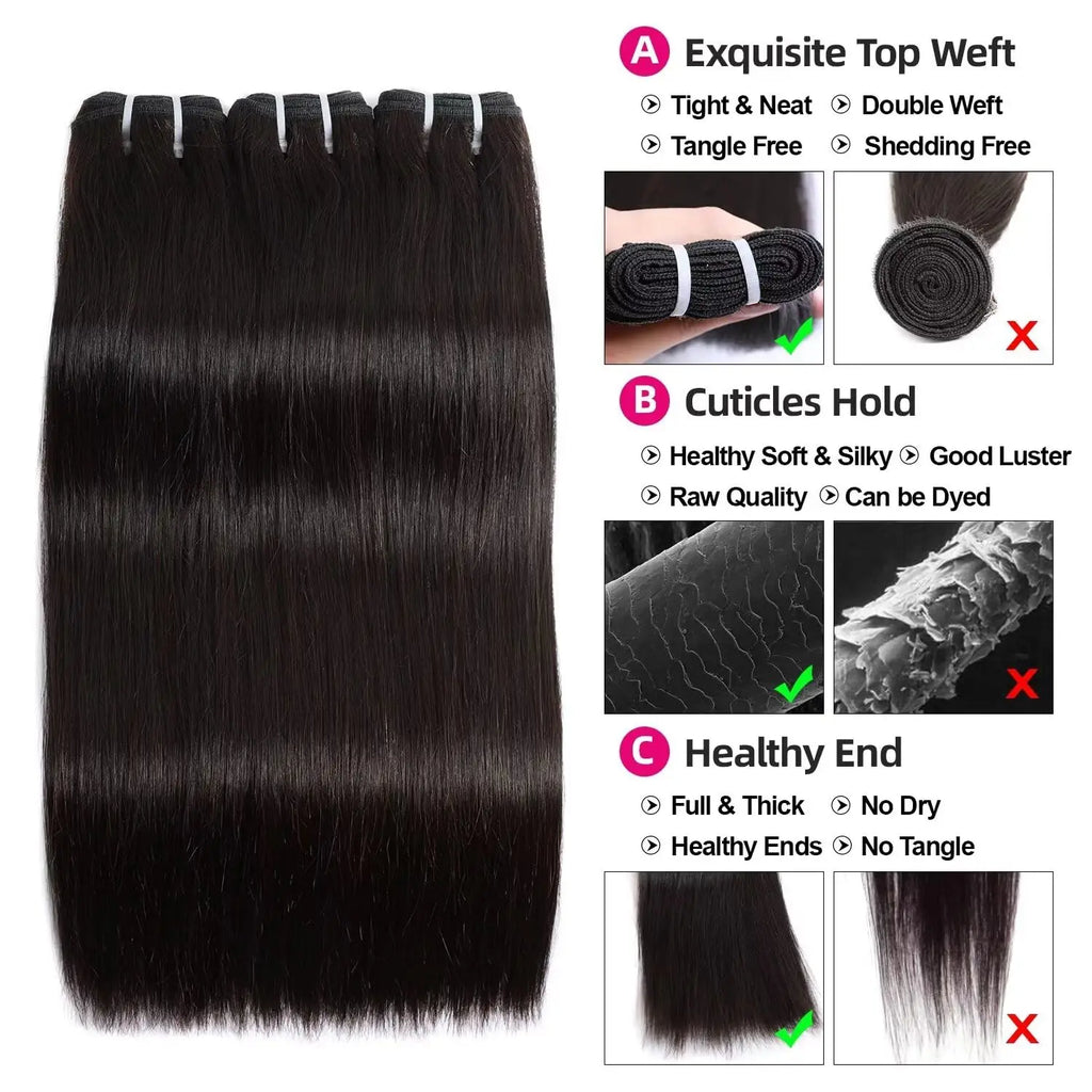 100% Human Vietnamese Raw Hair Bundles Super Double Drawn 16A Virgin Hair Bundle Straight Human Hair Weave Thick Ends Extension