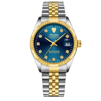 TEVISE  Automatic Mechanical Watch for Men with Date Stainless Steel Diamond Fashion Business Casual Watch Waterproof
