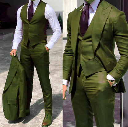 Classy Wedding Tuxedos Suits Slim Fit Suit For Men 3 Pieces Groomsmen Suit Formal Business Suit Costume Homme(Jacket+Vest+Pants)